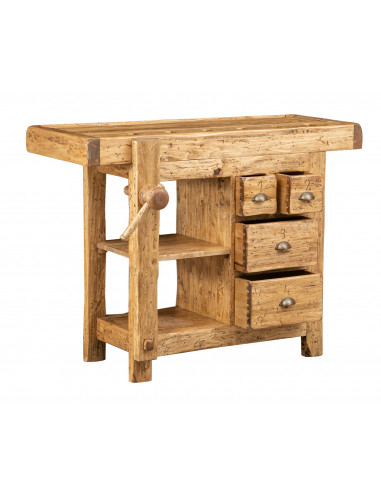 Banco da lavoro Country in legno massello di tiglio finitura naturale L120xPR67xH90 cm. Made in Italy Banco da lavoro Country in legno massello di tiglio finitura naturale L120xPR67xH90 cm. Made in Italy