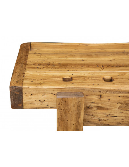 Etabli rustique style en bois massif de tilleul finition naturelle L120xPR67xH90 cm
