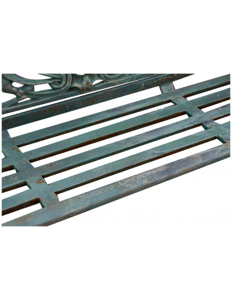 Banco Liberty em ferro fundido com acabamento verde antigo 184x70x110 cm