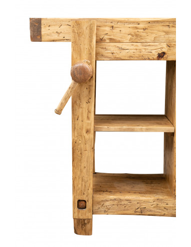 Etabli rustique style en bois massif de tilleul finition naturelle L120xPR67xH90 cm Etabli rustique style en bois massif de tilleul finition naturelle L120xPR67xH90 cm