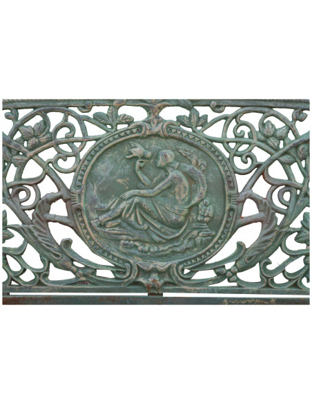 Banco Liberty em ferro fundido com acabamento verde antigo 184x70x110 cm