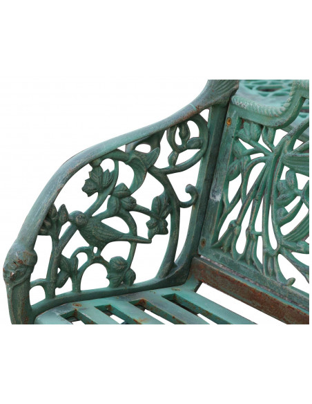 Panchina Liberty in ghisa finitura verde anticata 184x70x110 cm