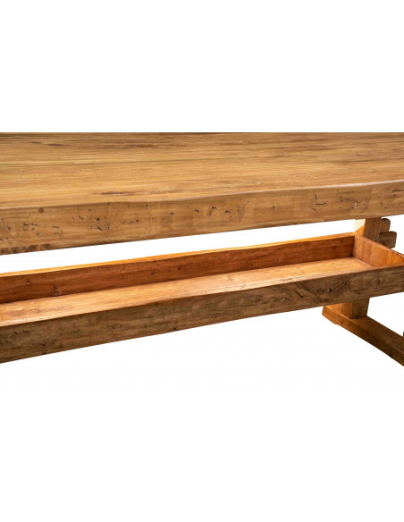 W250xDP100XH80 cm solid limewood natural finish Country-style workbench  Made in Italy