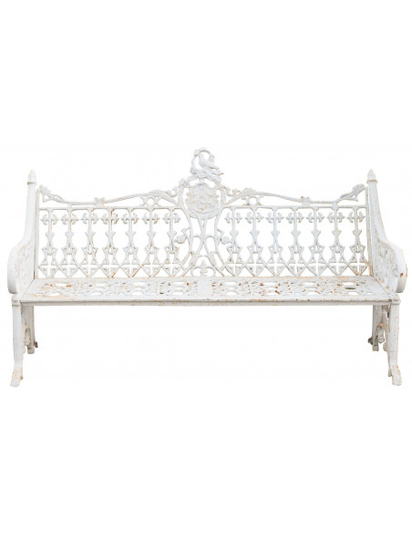 Panchina Liberty in ghisa finitura bianca anticata 180x70x105 cm
