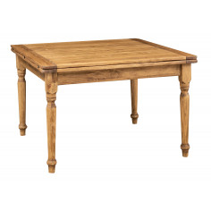 Tavolo allungabile a libro Country in legno massello di tiglio finitura naturale 120x120x80 cm. Made in Italy