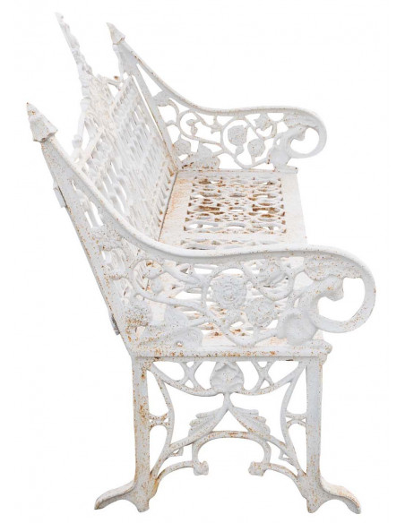 Panchina Liberty in ghisa finitura bianca anticata 180x70x105 cm