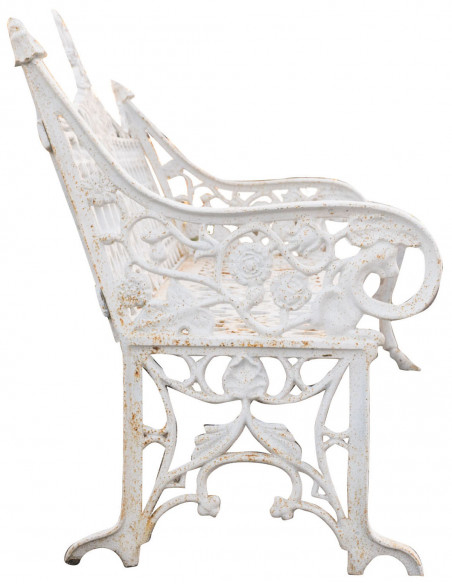 Panchina Liberty in ghisa finitura bianca anticata 180x70x105 cm