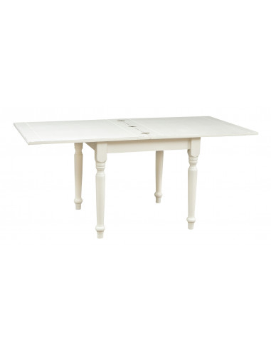 Tavolo allungabile Country in legno massello di tiglio finitura bianca anticata 90x90x80 cm. Made in Italy Tavolo allungabile Country in legno massello di tiglio finitura bianca anticata 90x90x80 cm. Made in Italy