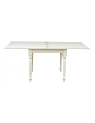Tavolo allungabile Country in legno massello di tiglio finitura bianca anticata 90x90x80 cm. Made in Italy Tavolo allungabile Country in legno massello di tiglio finitura bianca anticata 90x90x80 cm. Made in Italy