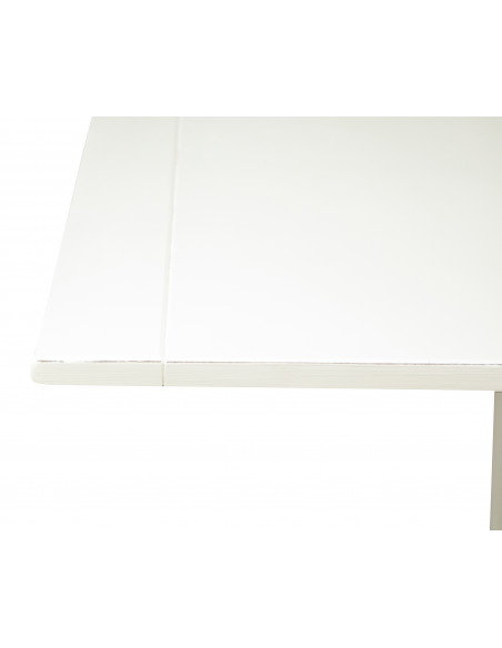 Mesa extensível country em madeira maciça de lima com acabamento branco antigo 90x90x80 cm. Feito na Itália