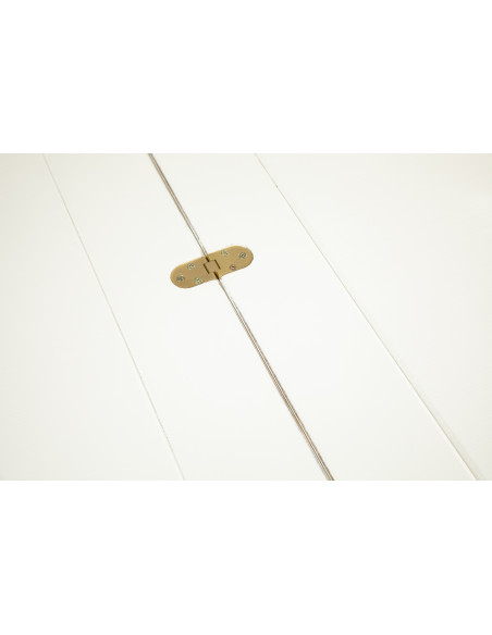 Mesa extensível country em madeira maciça de lima com acabamento branco antigo 90x90x80 cm. Feito na Itália