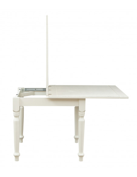 Tavolo allungabile Country in legno massello di tiglio finitura bianca anticata 90x90x80 cm. Made in Italy