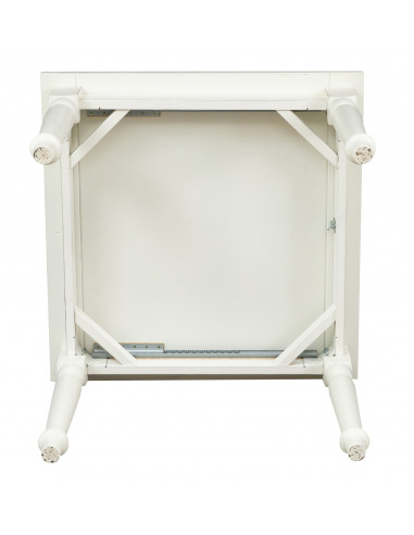 Tavolo allungabile Country in legno massello di tiglio finitura bianca anticata 90x90x80 cm. Made in Italy Tavolo allungabile Country in legno massello di tiglio finitura bianca anticata 90x90x80 cm. Made in Italy