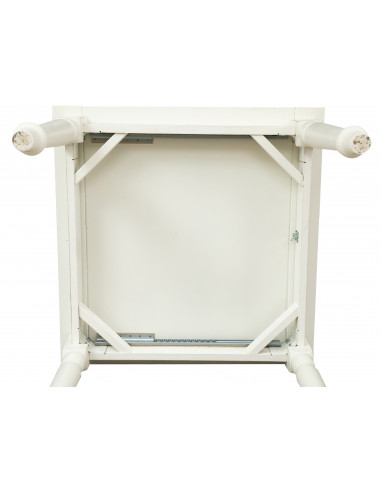 Tavolo allungabile Country in legno massello di tiglio finitura bianca anticata 90x90x80 cm. Made in Italy Tavolo allungabile Country in legno massello di tiglio finitura bianca anticata 90x90x80 cm. Made in Italy