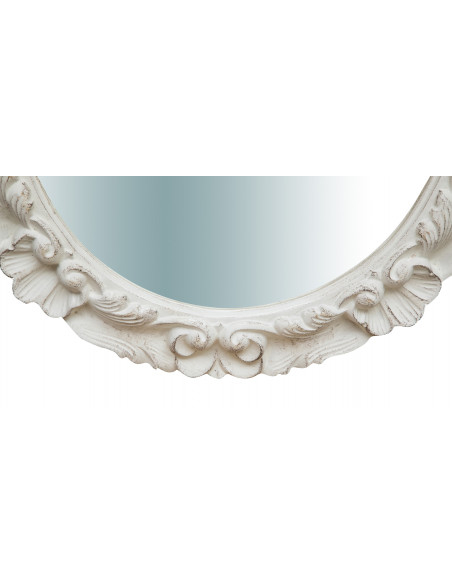Espelho de parede de madeira com acabamento branco antigo fabricado na Itália L42XDP3,5XH90 cm