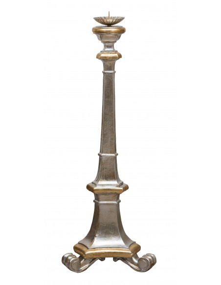 Candeliere in legno finitura foglia oro L19xPR19xH38 cm