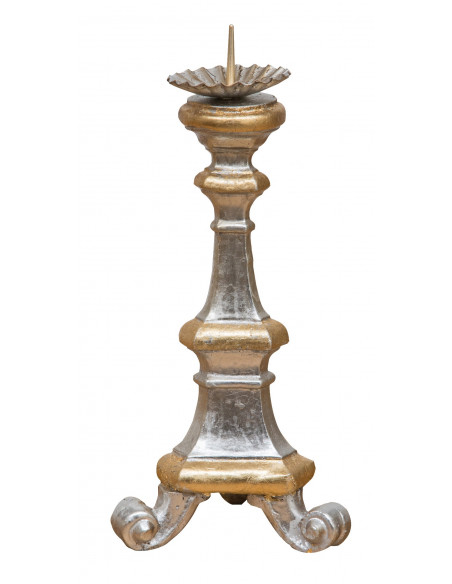 Candeliere in legno finitura foglia argento e oro L40XPR103XH40 cm