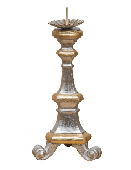 Castiçal de madeira prata e folha de ouro finish L40XPR103XH40 cm