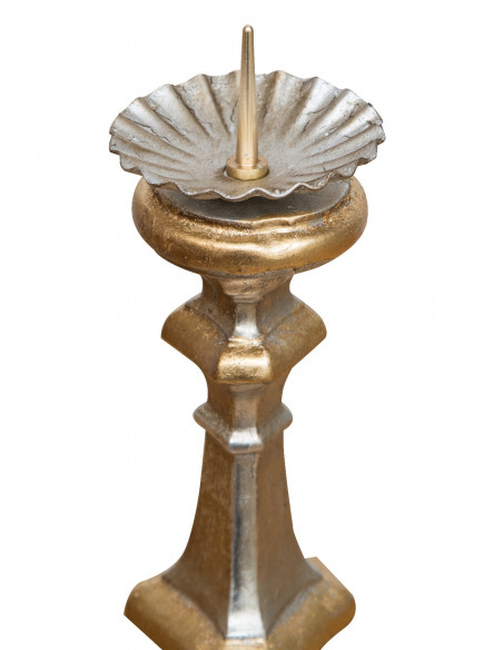 Castiçal de madeira prata e folha de ouro finish L40XPR103XH40 cm