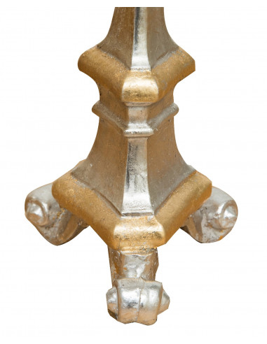 Chandelier en bois feuille d'or et d'argent Made in Italy L40XPR103XH40 cm Chandelier en bois feuille d'or et d'argent Made in Italy L40XPR103XH40 cm