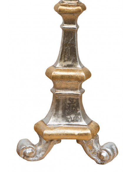 Castiçal de madeira prata e folha de ouro finish L40XPR103XH40 cm