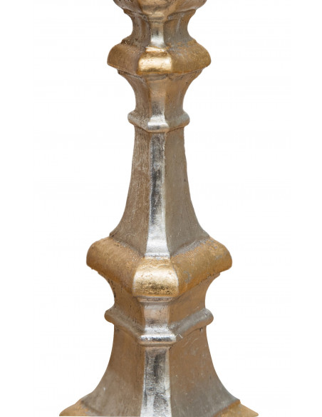 Castiçal de madeira prata e folha de ouro finish L40XPR103XH40 cm