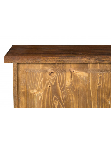 Country-style solid lime wood, natural finish W40xDP25xH130 cm sized display case. Made in Italy