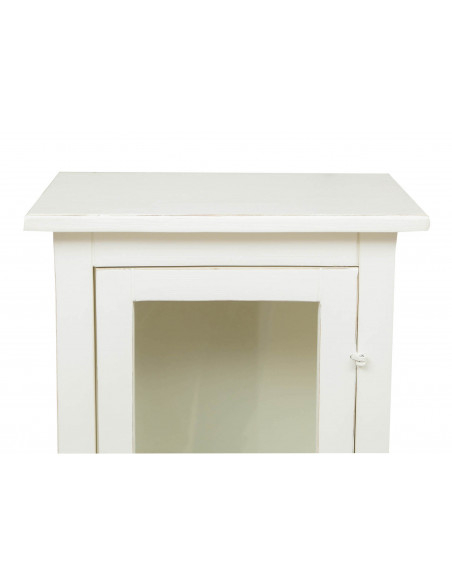 Vitrina country em madeira maciça com acabamento branco antigo L40xDP25xH130 cm. Feito na Itália