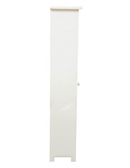 Country-style solid lime wood, antiqued white finish W40xDP25xH130 cm sized display case. Made in Italy