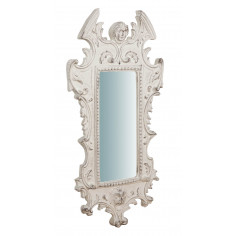W34XDP3XH64 cm sized Made in Italy wood made antiqued white finish wall mirror