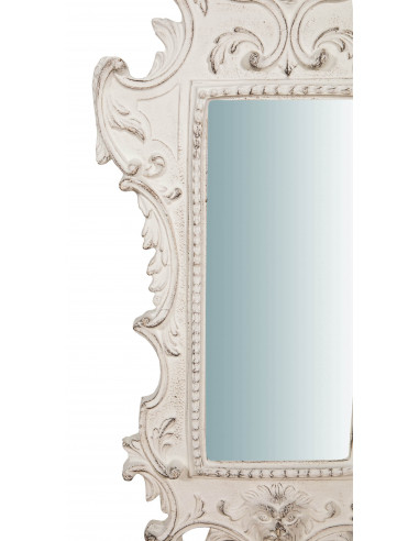 W34XDP3XH64 cm sized Made in Italy wood made antiqued white finish wall mirror W34XDP3XH64 cm sized Made in Italy wood made antiqued white finish wall mirror