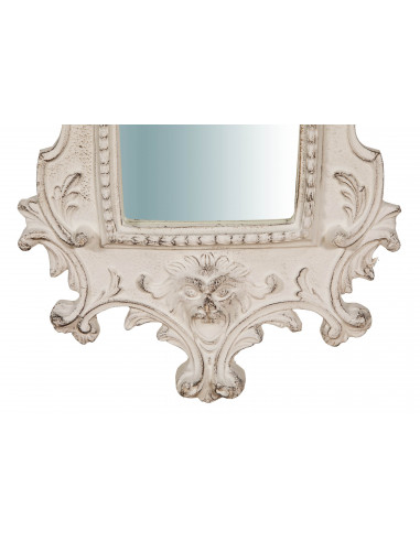 W34XDP3XH64 cm sized Made in Italy wood made antiqued white finish wall mirror W34XDP3XH64 cm sized Made in Italy wood made antiqued white finish wall mirror