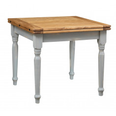 Tavolo allungabile in legno massello di tiglio struttura grigio anticato piano finitura naturale L90xPR90xH80 cm. Made in Italy