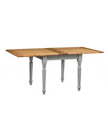 Tavolo allungabile in legno massello di tiglio struttura grigio anticato piano finitura naturale L90xPR90xH80 cm. Made in Italy Tavolo allungabile in legno massello di tiglio struttura grigio anticato piano finitura naturale L90xPR90xH80 cm. Made in Italy