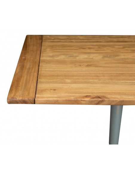Table extensible en bois massif  de tilleul, châssis grise vieillie, finition naturelle  L90xPR90xH80 cm. Made in Italy