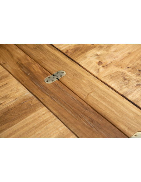 Tavolo allungabile in legno massello di tiglio struttura grigio anticato piano finitura naturale L90xPR90xH80 cm. Made in Italy