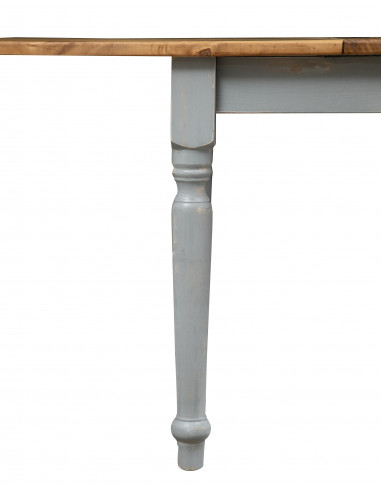 Mesa extensível em madeira maciça de lima com estrutura cinza antigo e tampo com acabamento natural L90xDP90xA80 cm. Feito na It Mesa extensível em madeira maciça de lima com estrutura cinza antigo e tampo com acabamento natural L90xDP90xA80 cm. Feito na It
