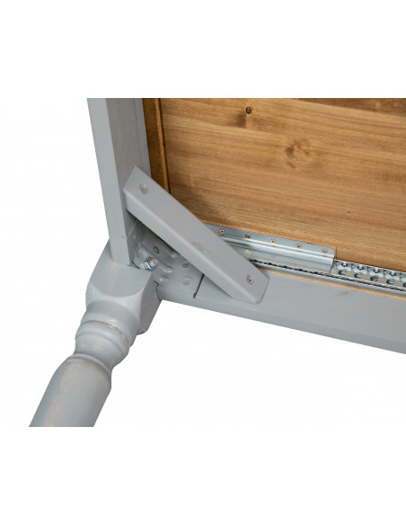 Tavolo allungabile in legno massello di tiglio struttura grigio anticato piano finitura naturale L90xPR90xH80 cm. Made in Italy