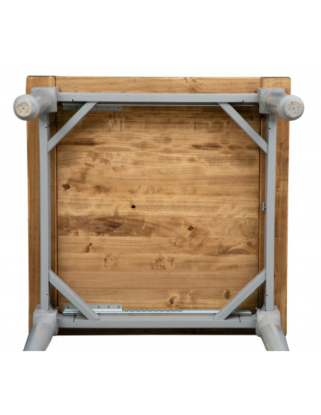 Tavolo allungabile in legno massello di tiglio struttura grigio anticato piano finitura naturale L90xPR90xH80 cm. Made in Italy