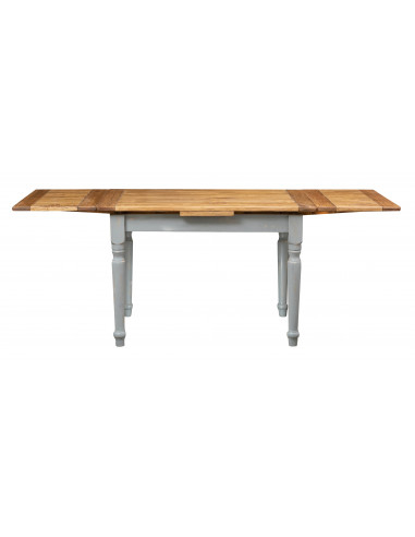 Tavolo Country allungabile in legno massello di tiglio struttura grigio anticato piano naturale 120x80x80 cm. Made in Italy Tavolo Country allungabile in legno massello di tiglio struttura grigio anticato piano naturale 120x80x80 cm. Made in Italy