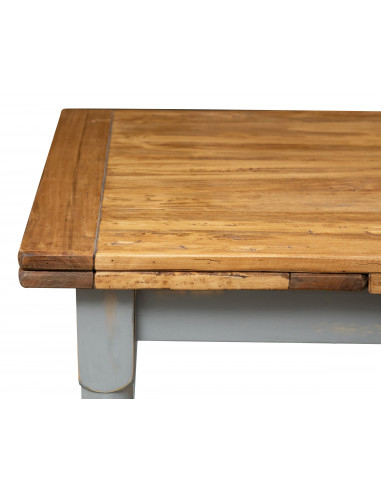 Tavolo Country allungabile in legno massello di tiglio struttura grigio anticato piano naturale 120x80x80 cm. Made in Italy Tavolo Country allungabile in legno massello di tiglio struttura grigio anticato piano naturale 120x80x80 cm. Made in Italy