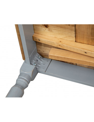 Tavolo Country allungabile in legno massello di tiglio struttura grigio anticato piano naturale 120x80x80 cm. Made in Italy Tavolo Country allungabile in legno massello di tiglio struttura grigio anticato piano naturale 120x80x80 cm. Made in Italy