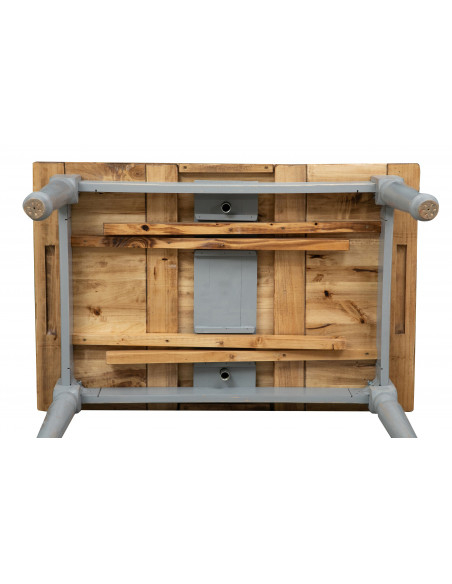 Tavolo Country allungabile in legno massello di tiglio struttura grigio anticato piano naturale 120x80x80 cm. Made in Italy