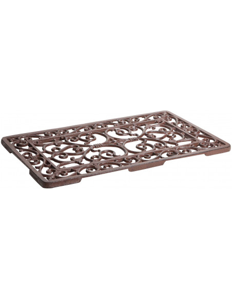 Capacho em ferro fundido com acabamento ferrugem antigo L58xDP34xA1,5 cm