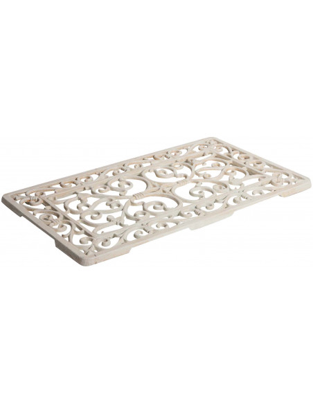 Capacho em ferro fundido com acabamento branco antigo L58xDP34xA1,5 cm