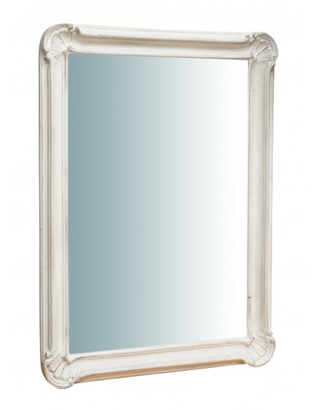 ESPELHO DE PAREDE VERTICAL/HORIZONTAL EM MADEIRA ANTIGO ACABAMENTO BRANCO FEITO NA ITÁLIA L64XDP5XH89 CM