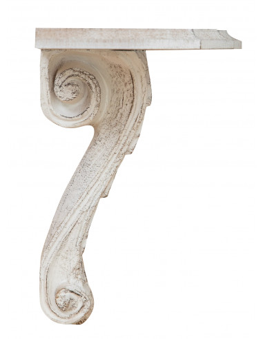 MENSOLA A MURO IN LEGNO FINITURA BIANCO ANTICATO L30XPR15XH23 CM MENSOLA A MURO IN LEGNO FINITURA BIANCO ANTICATO L30XPR15XH23 CM