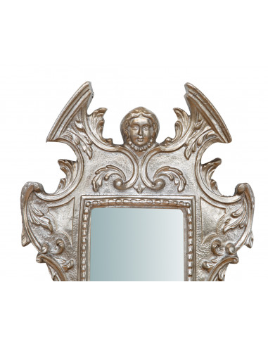 SPECCHIERA DA PARETE IN LEGNO FINITURA FOGLIA ARGENTO ANTICATO L34XPR4XH64 CM. MADE IN ITALY SPECCHIERA DA PARETE IN LEGNO FINITURA FOGLIA ARGENTO ANTICATO L34XPR4XH64 CM. MADE IN ITALY