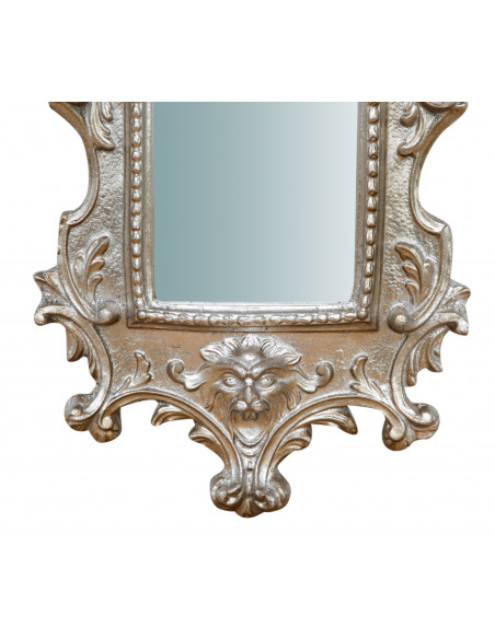 SPECCHIERA DA PARETE IN LEGNO FINITURA FOGLIA ARGENTO ANTICATO L34XPR4XH64 CM. MADE EM ITÁLIA