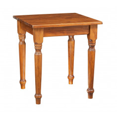 Country-style solid lime wood walnut finish W70xDP70xH78 cm sized table. Made in Italy